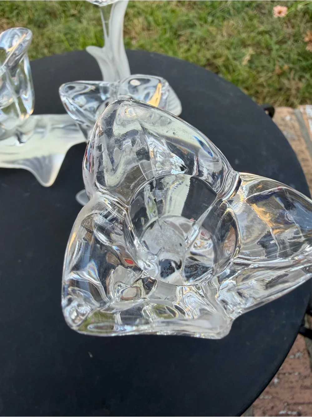 VTG Mikasa Spring Aria Lead Crystal candle holders frosted & clear tulip flowers